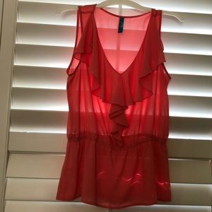 Sheer ruffles tank top
